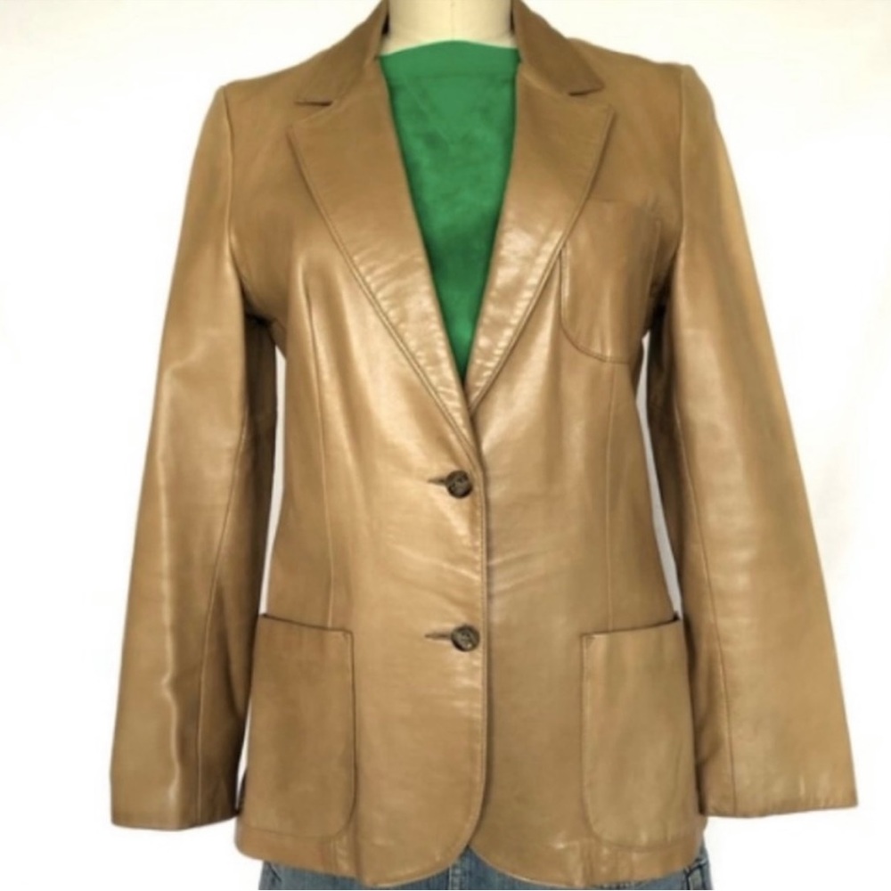 VINTAGE OVERLANDSHEEPSKINLeather DISTRESSED BLAZER